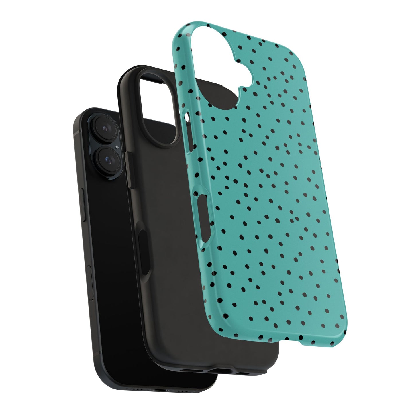 Dinky Dots Turquoise / Black Phone Case