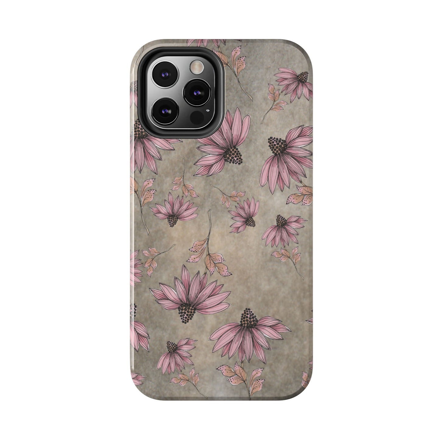 Wild Cone Flowers Taupe Marble Phone Case