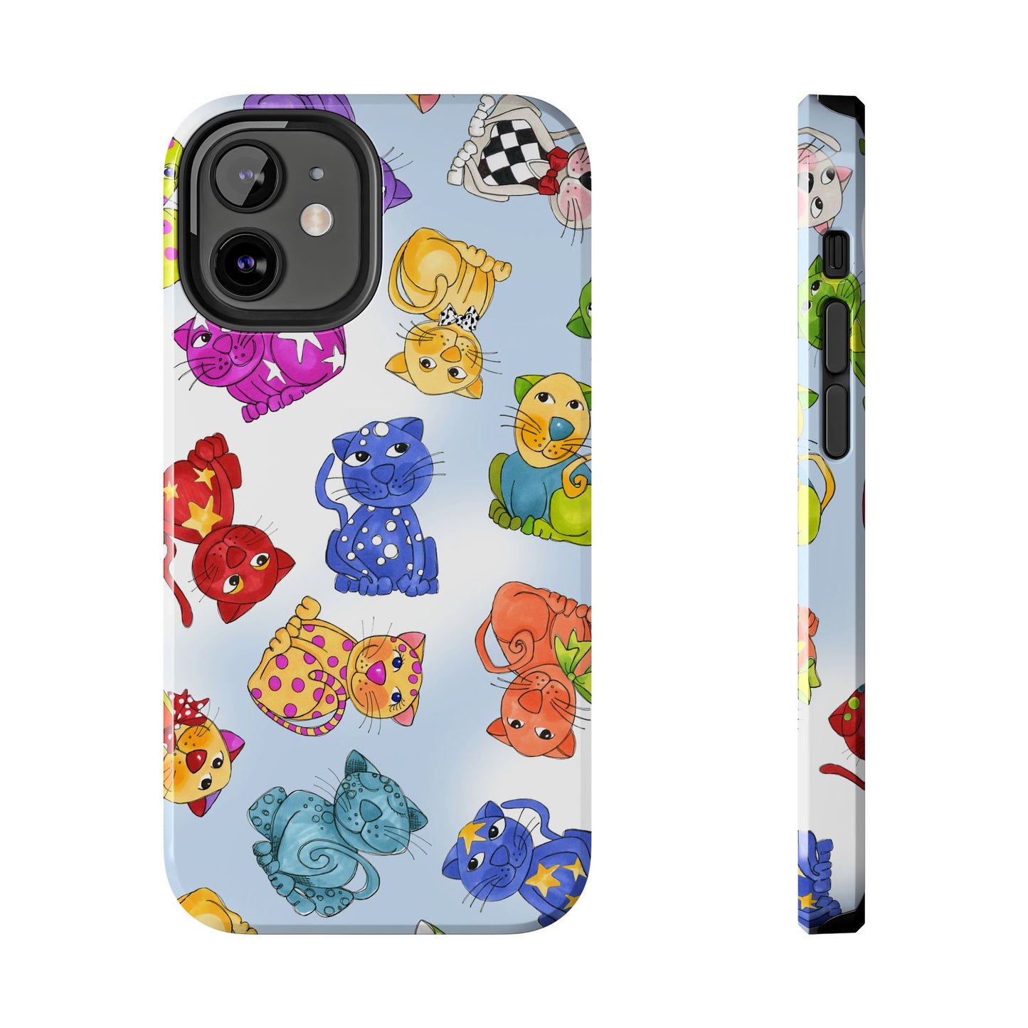 Tossed Happy Cats Blue Sky Phone Case