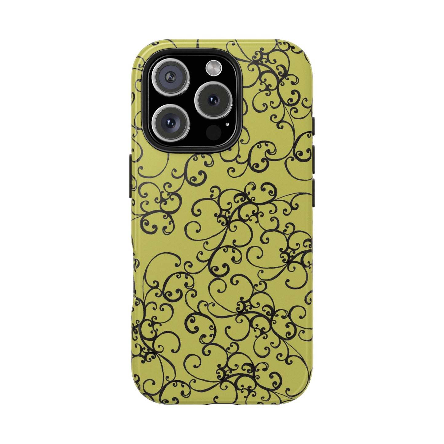 Elegant Scroll Green / Black Phone Case
