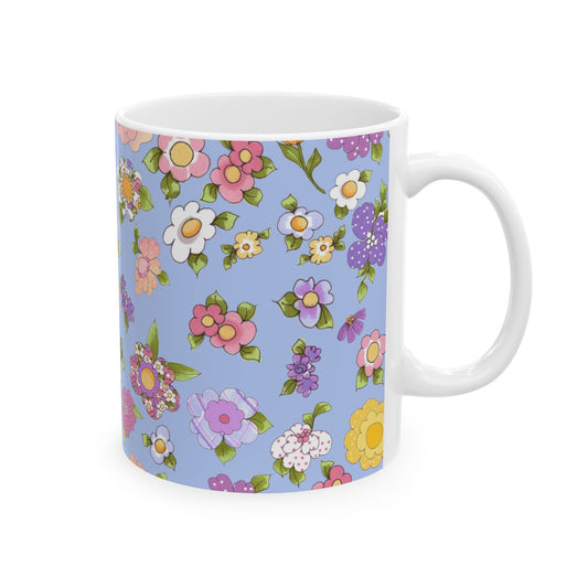 Flowery Blue Cup