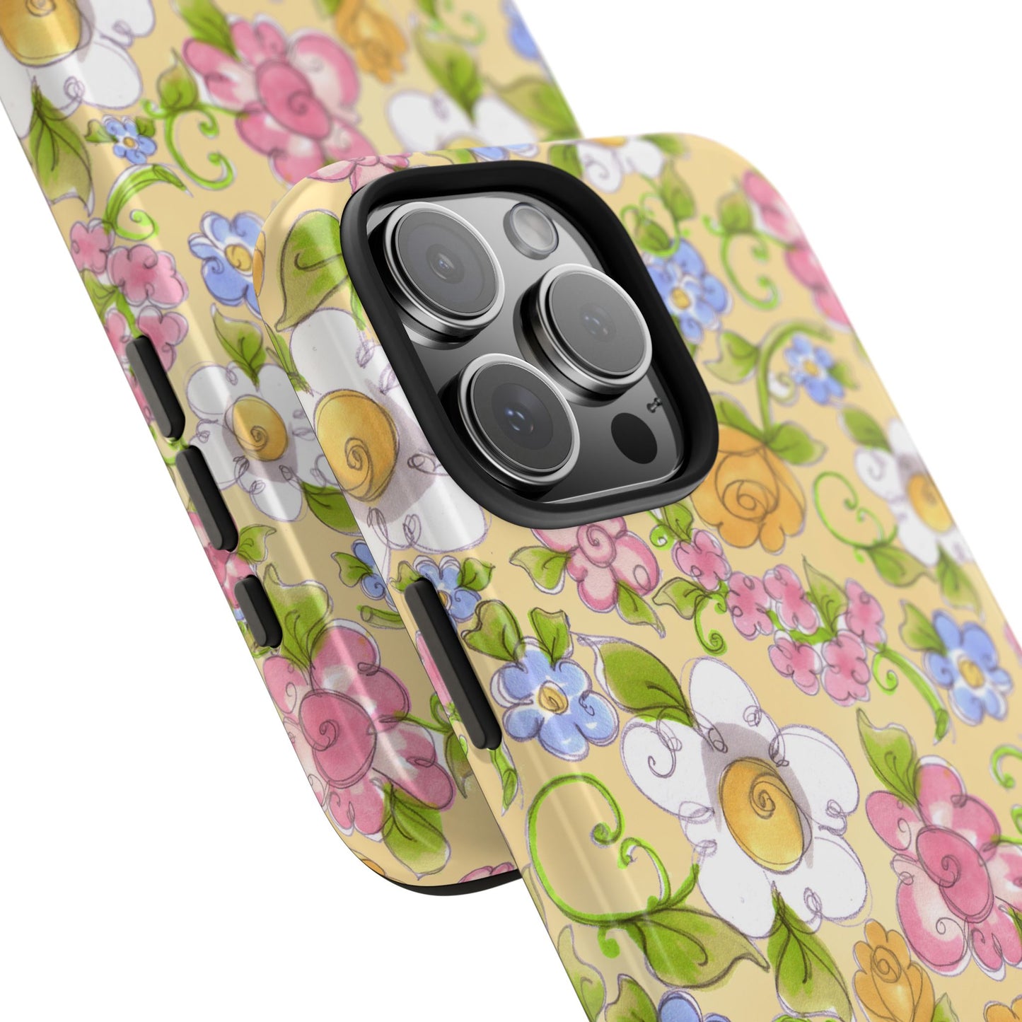 Flower Frolic Yellow Phone Case