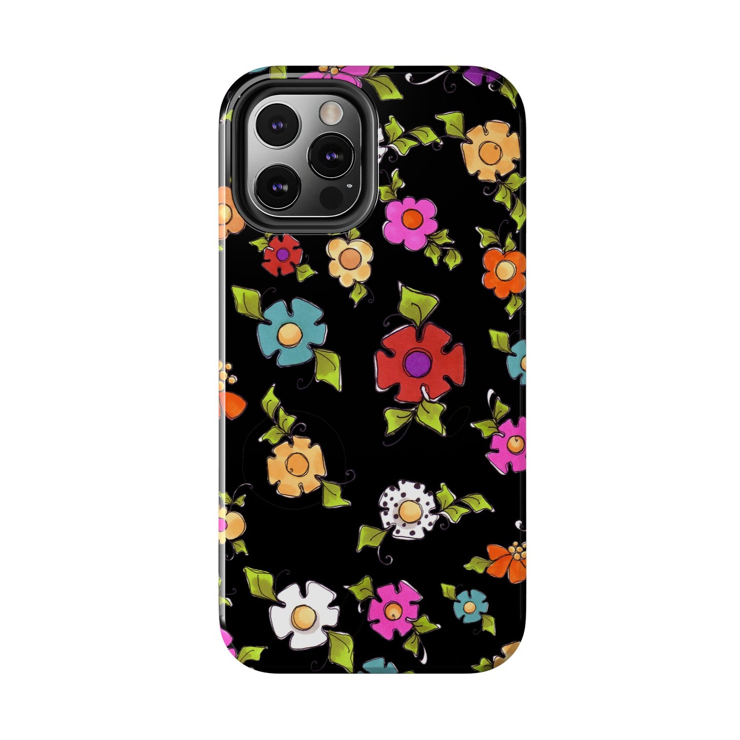 Dog Blooms Black Phone Case