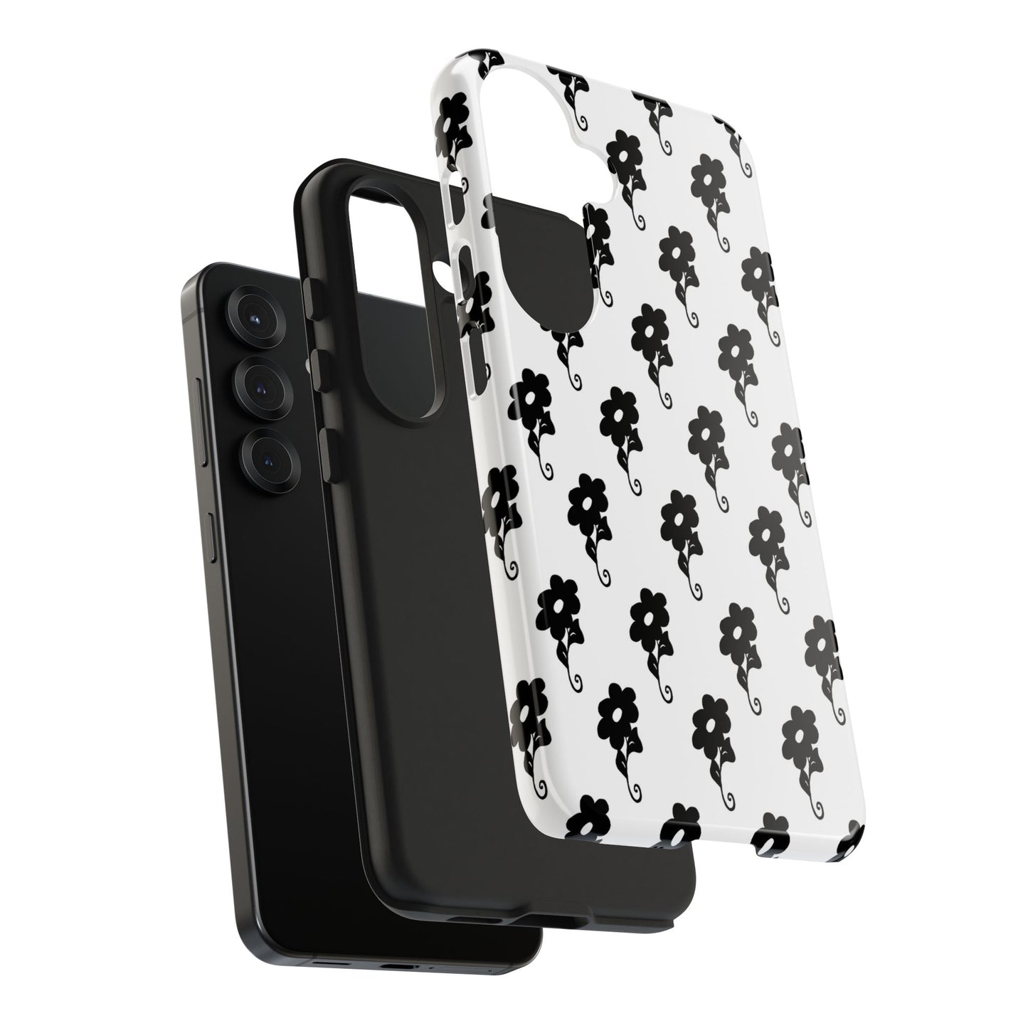 Flowers White / Black Phone Case