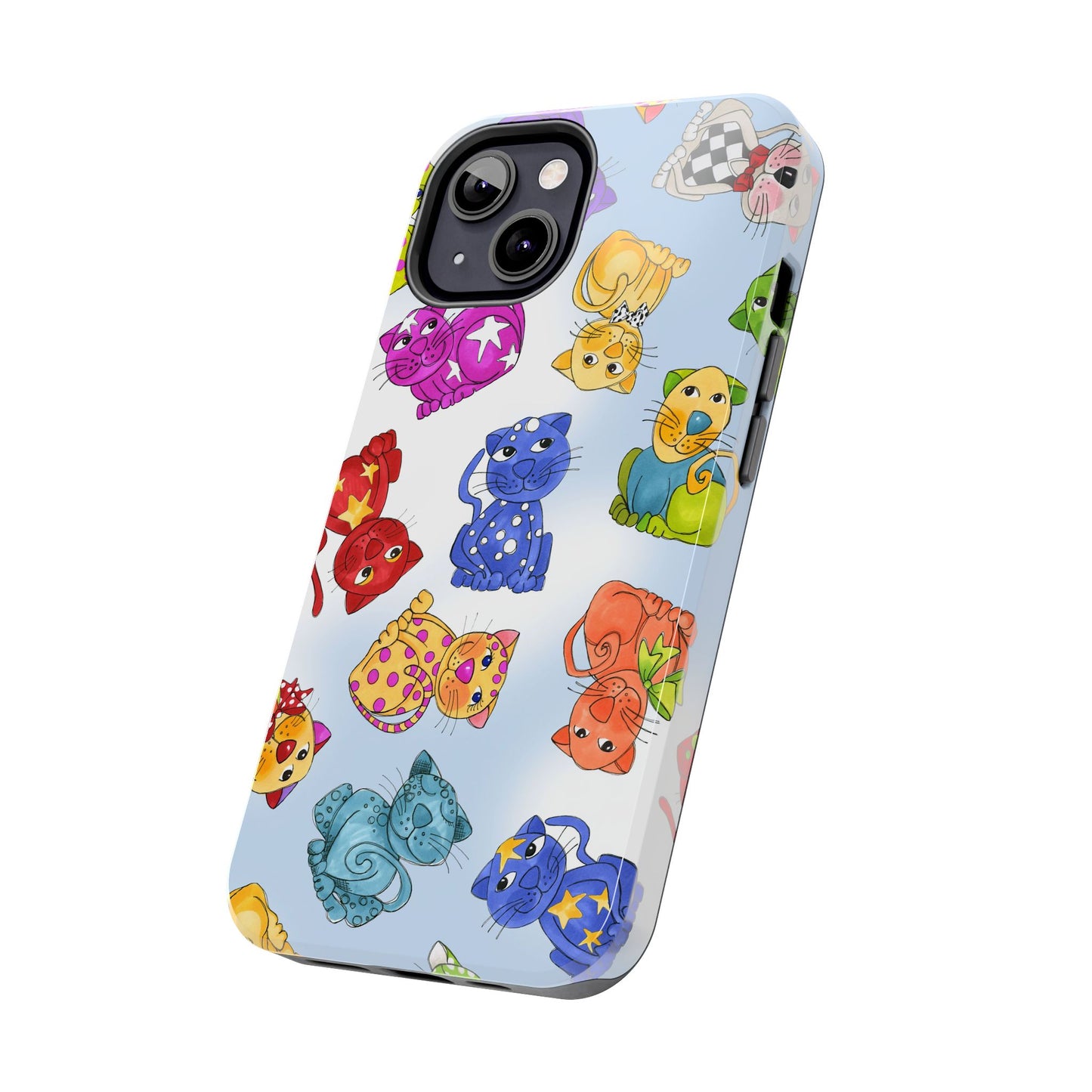 Tossed Happy Cats Blue Sky Phone Case