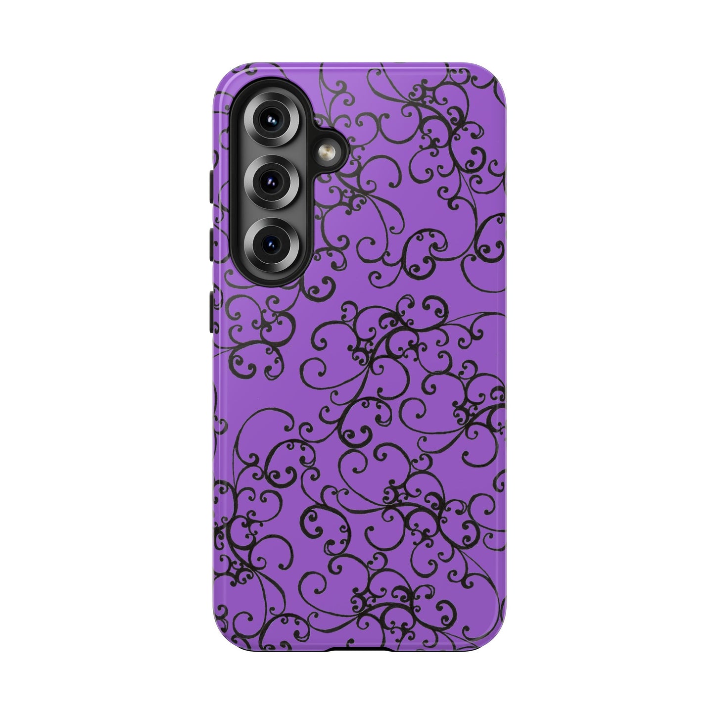 Elegant Scroll Purple / Black Phone Case