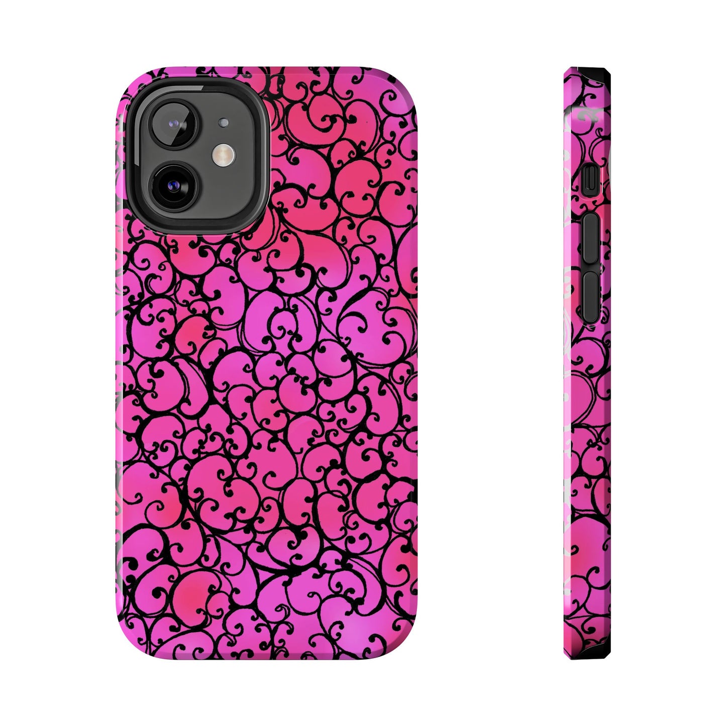 Scrollie Cerise / Black Phone Case