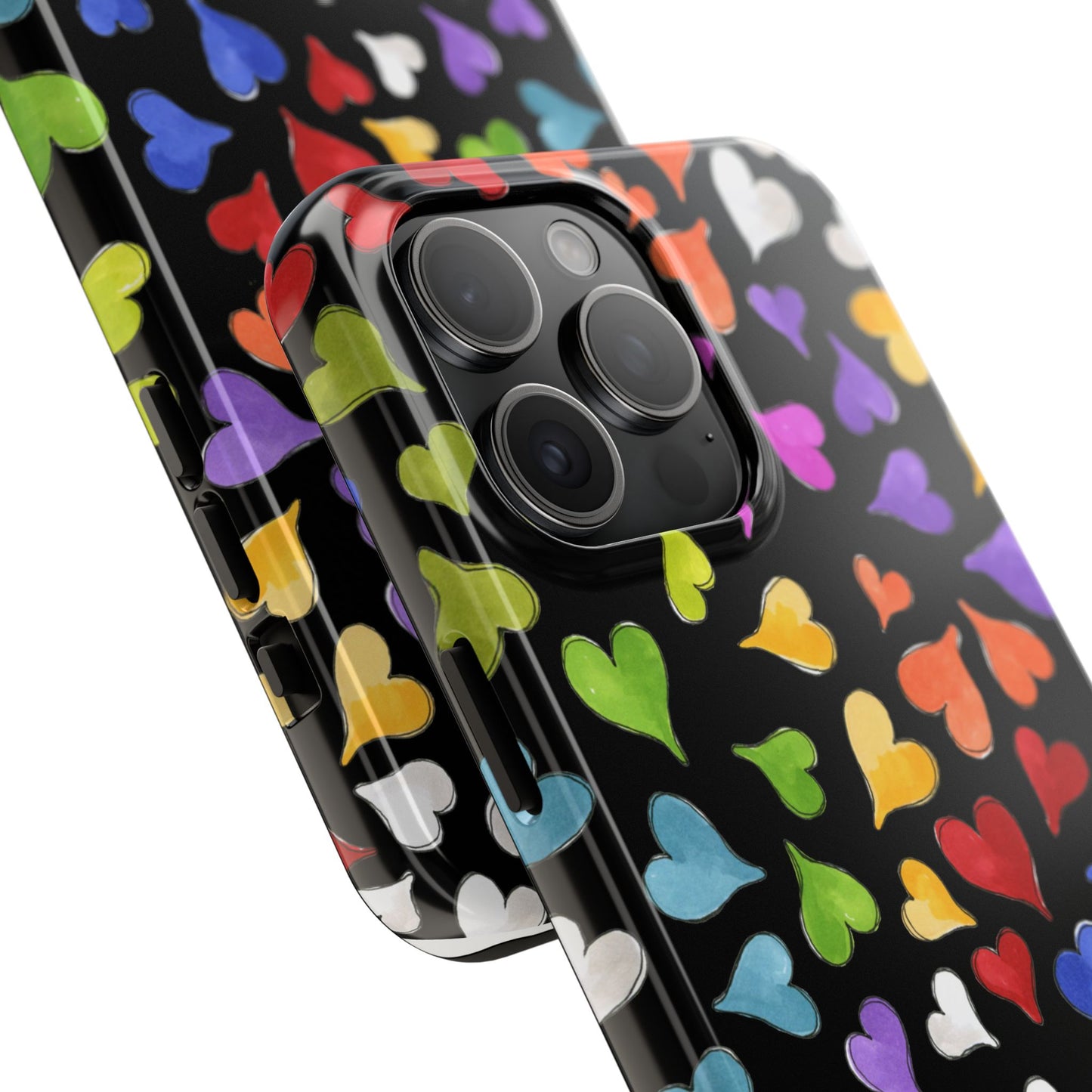 Happy Hearts Black Phone Case