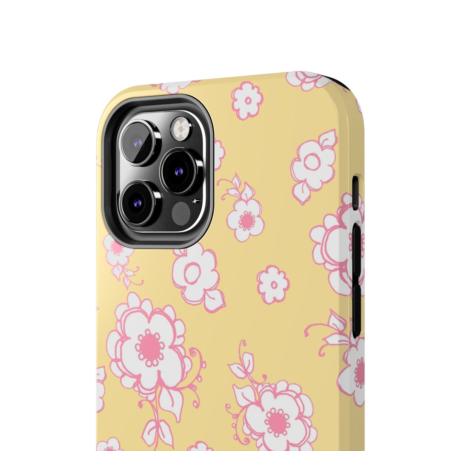 Pink Posies Yellow Phone Case