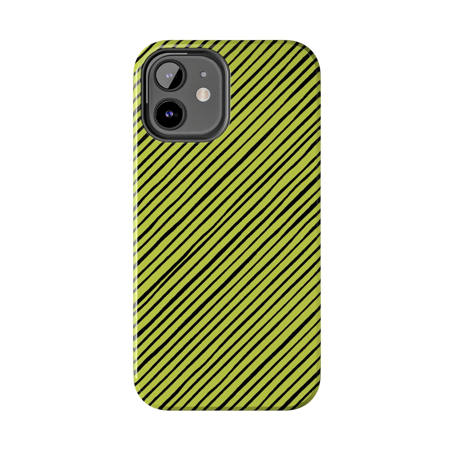 Quirky Bias Stripe Green / Black Phone Case