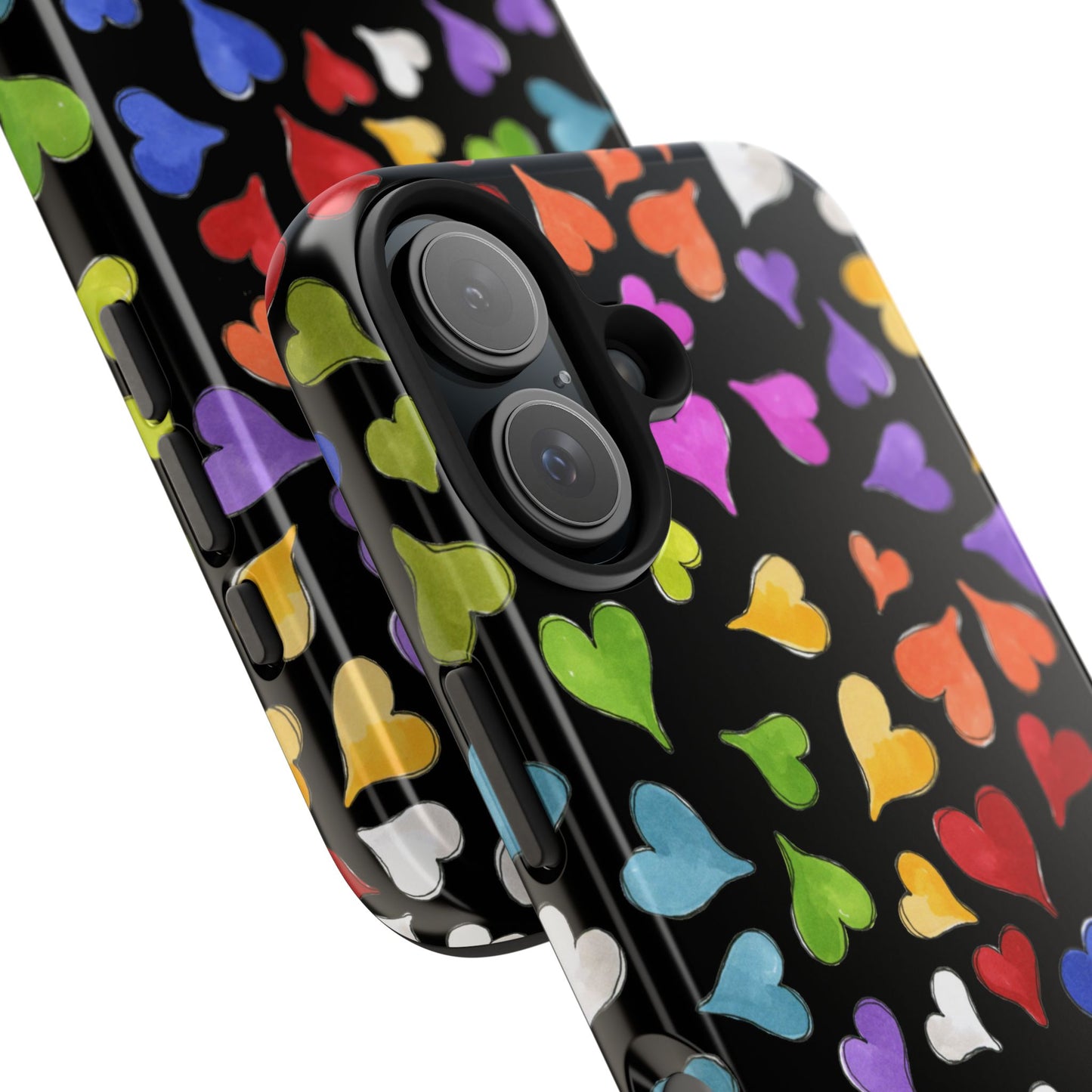 Happy Hearts Black Phone Case