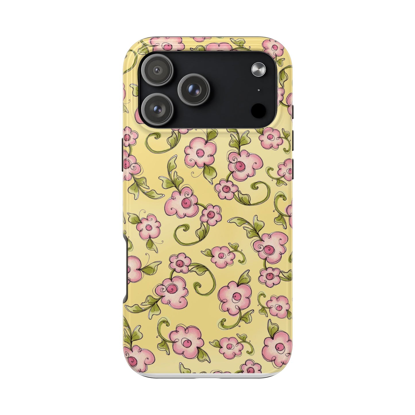 Scroll Daisies Yellow / Peach Phone Case