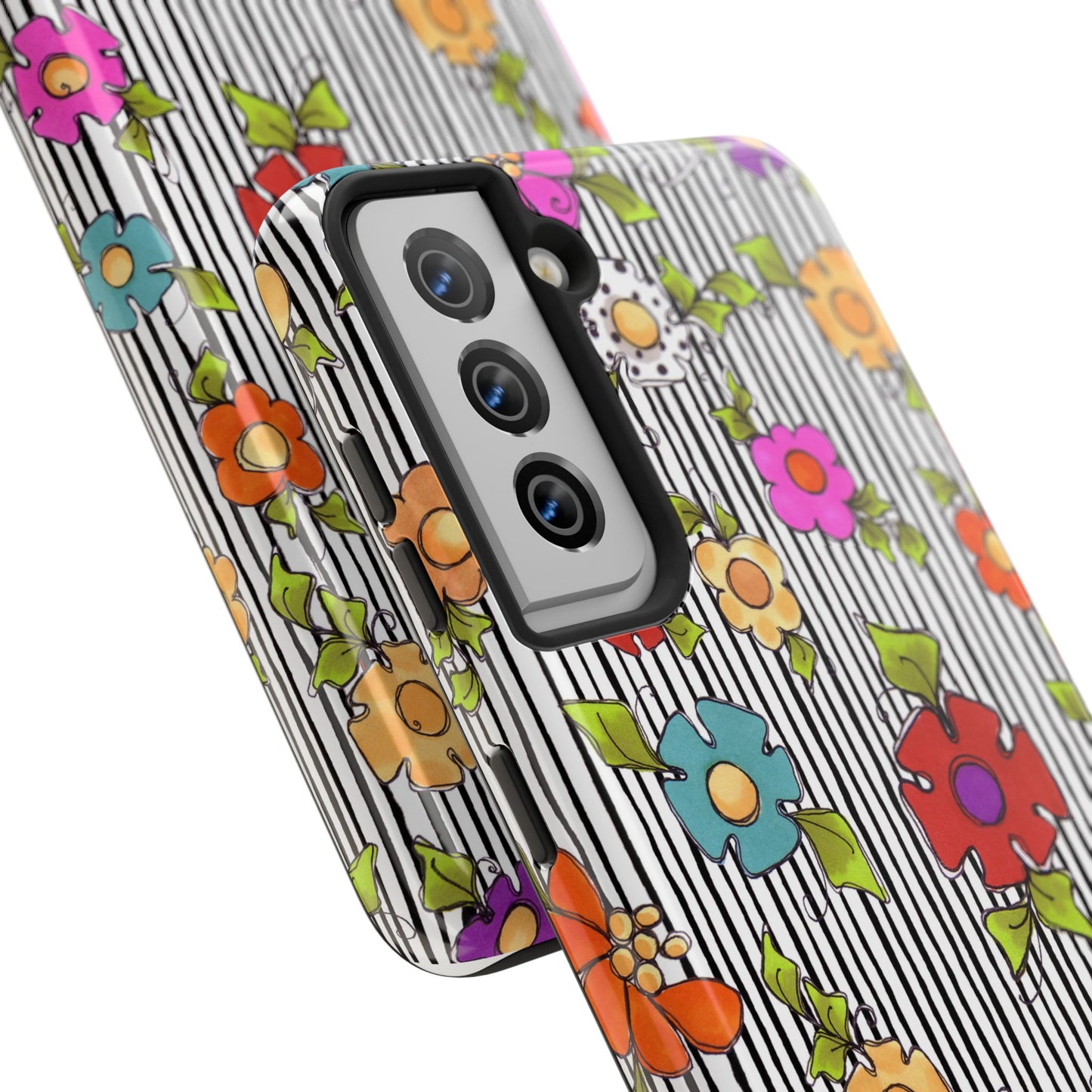 Dog Blooms White / Black Phone Case