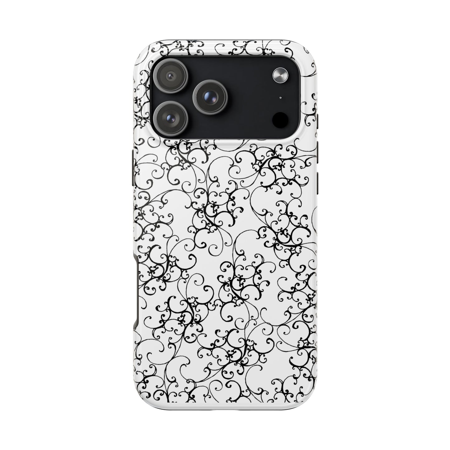 Elegant Scroll White / Black Phone Case