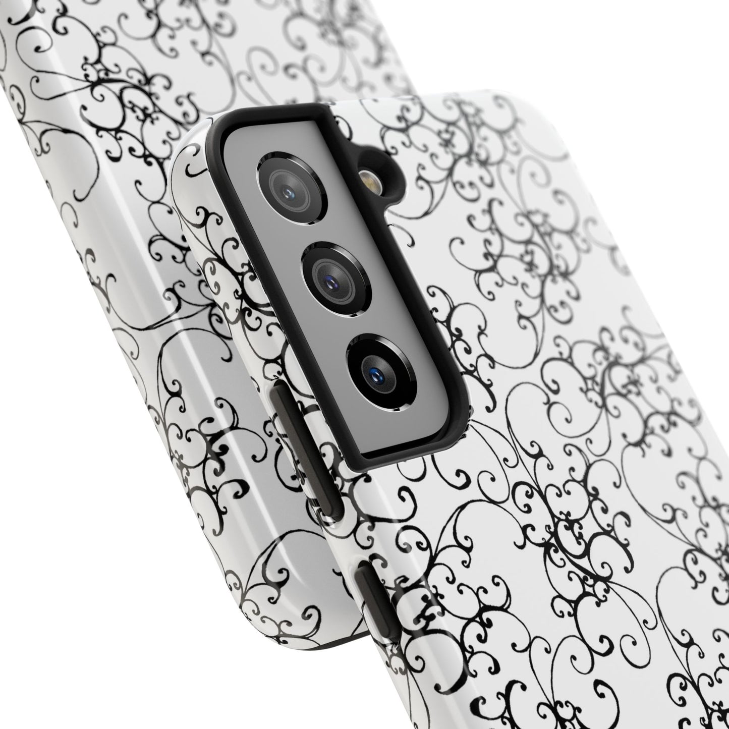 Elegant Scroll White / Black Phone Case