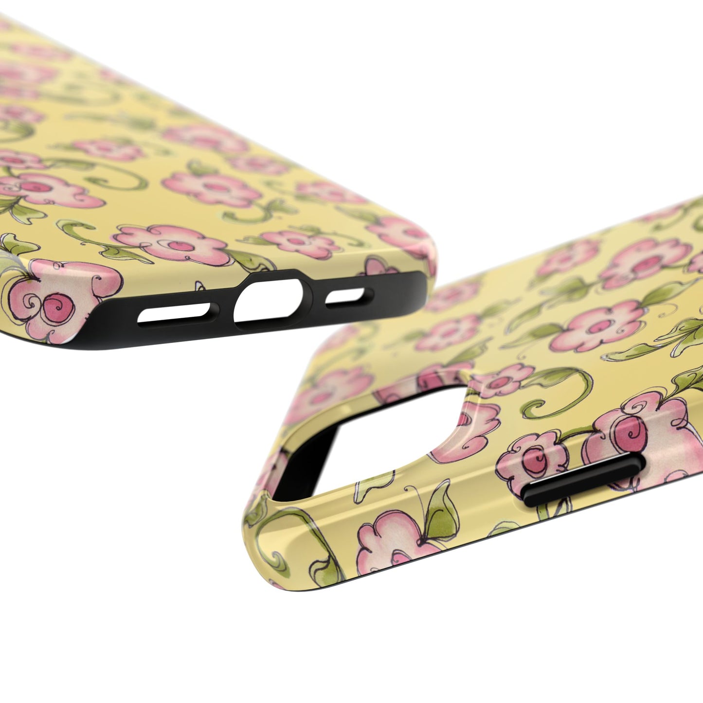 Scroll Daisies Yellow / Peach Phone Case