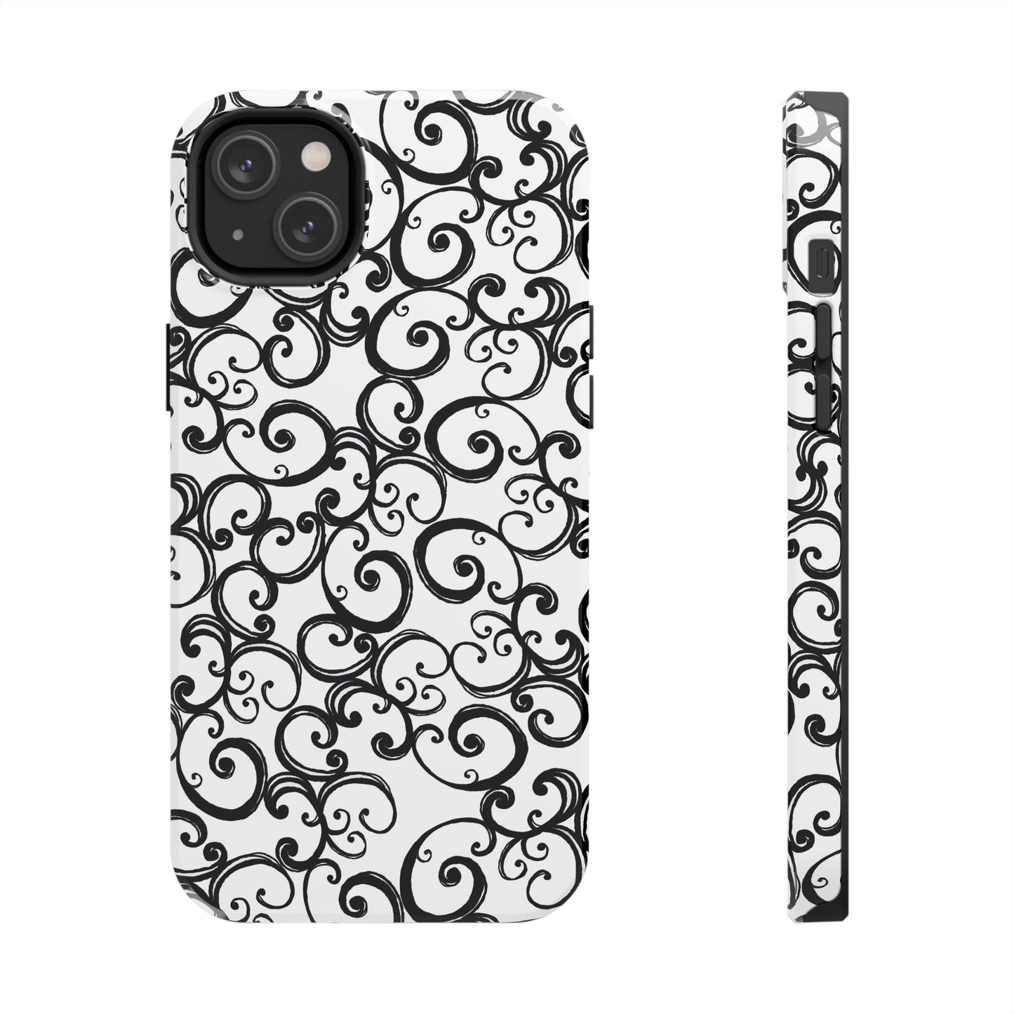 Curls White / Black Phone Case