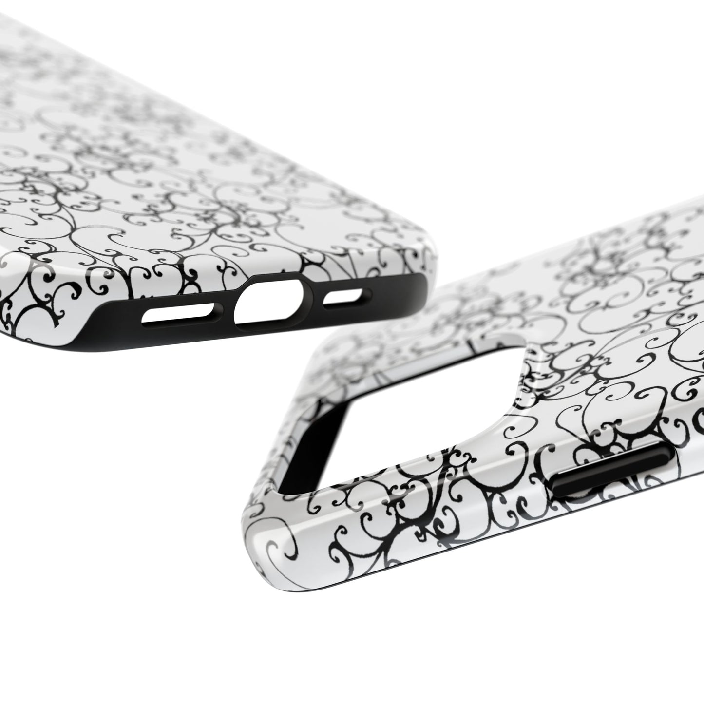 Elegant Scroll White / Black Phone Case