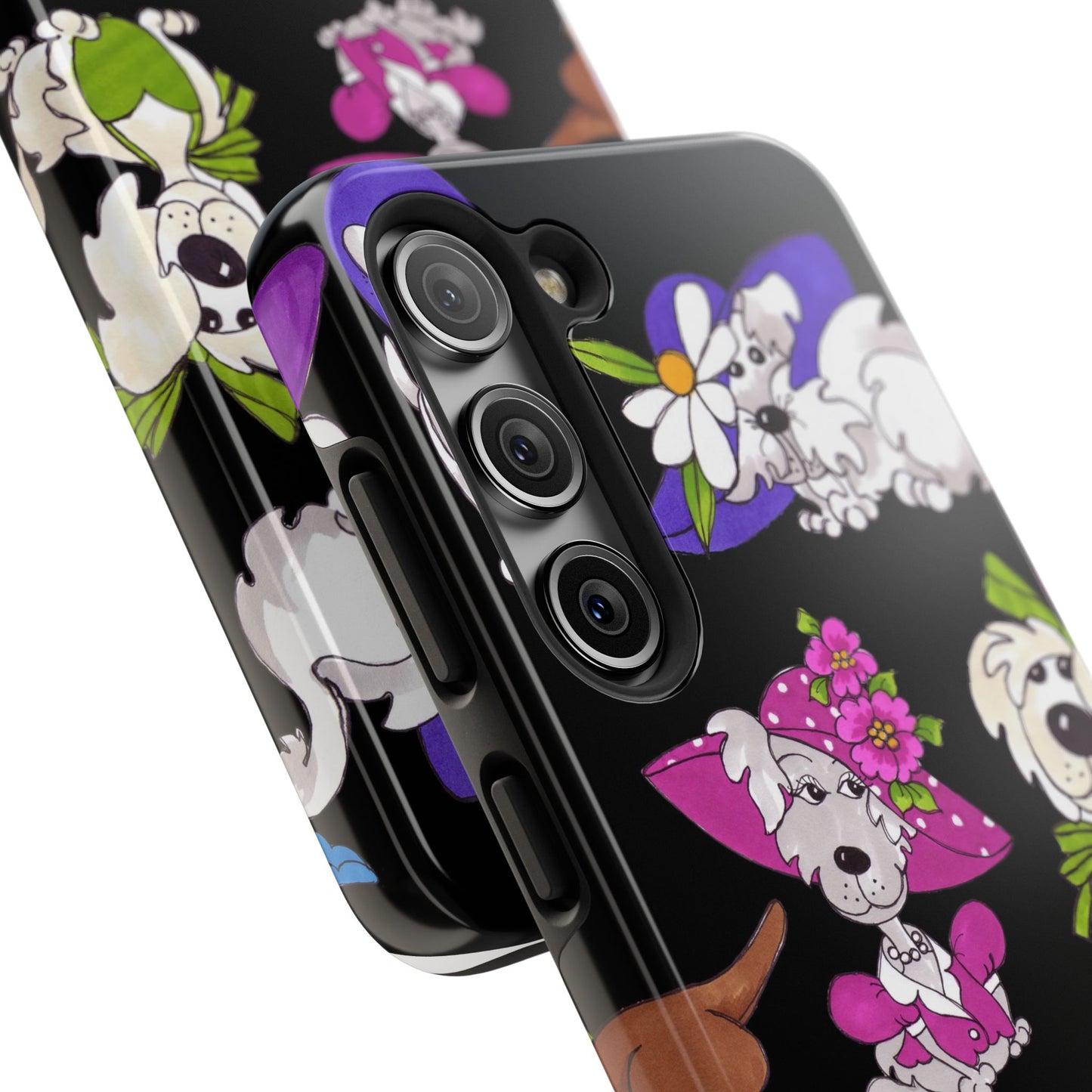 Fancy Dog Line Up Black Phone Case