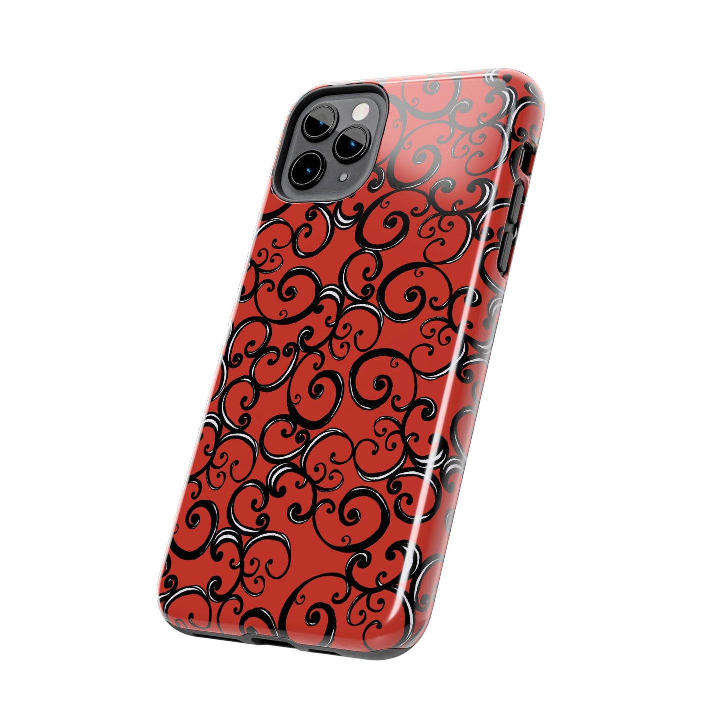 Curls Red / Black Phone Case