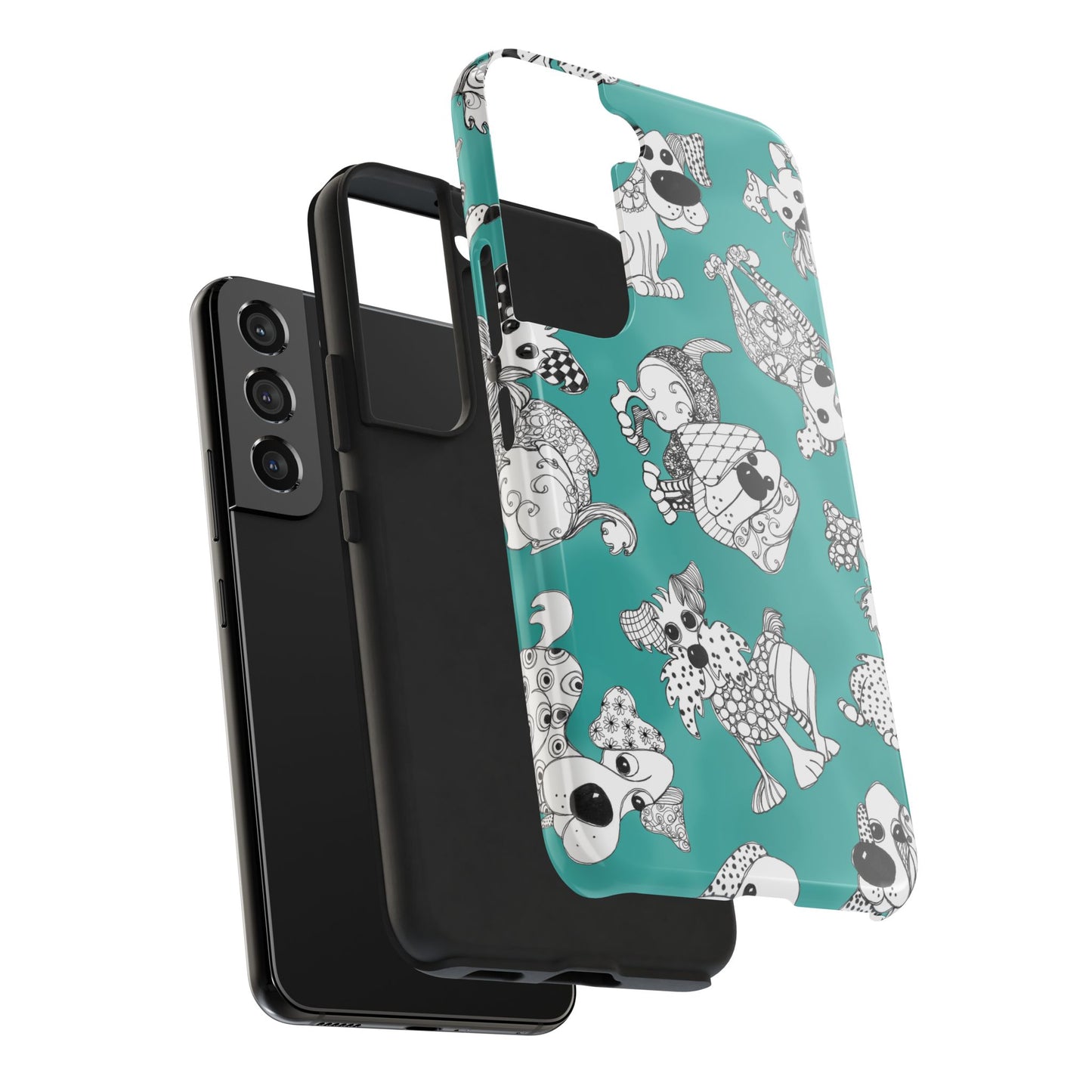 Doodle Dogs Turquoise Phone Case