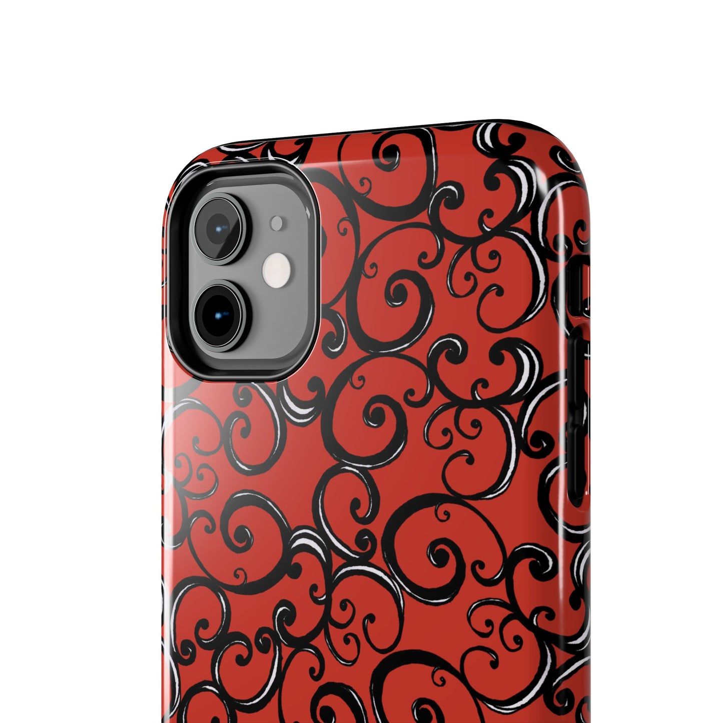 Curls Red / Black Phone Case