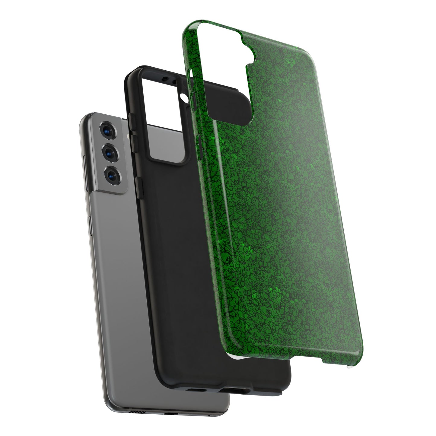 Scribble Green / Black Phone Case