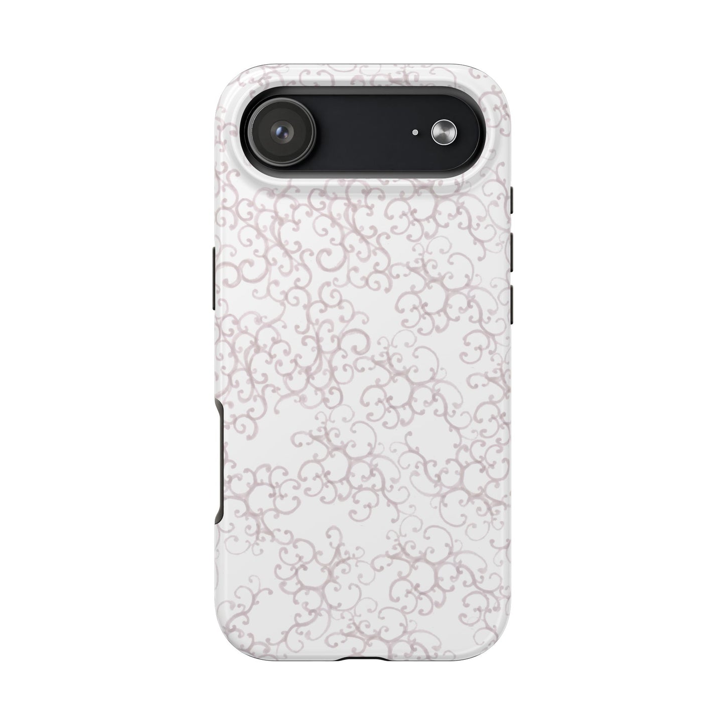 Scrollie White / Silver Phone Case