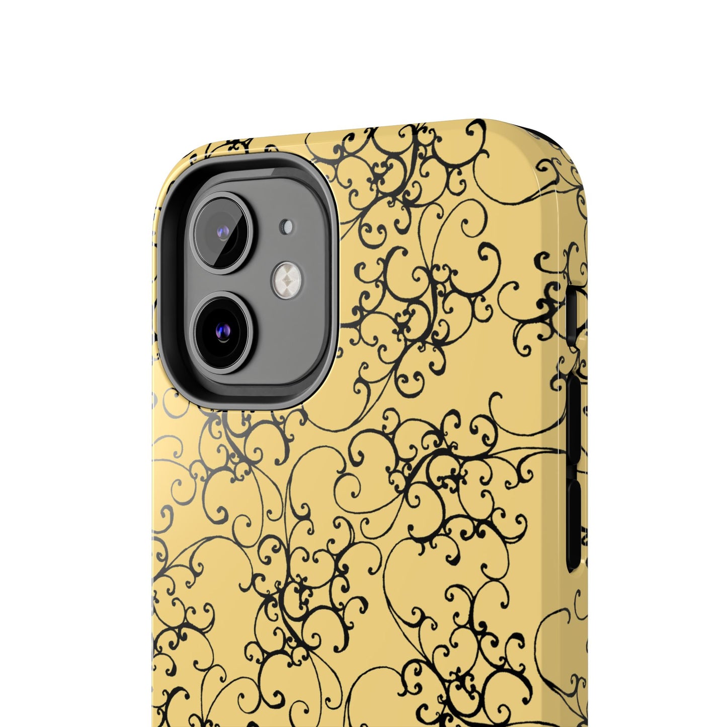 Elegant Scroll Yellow / Black Phone Case
