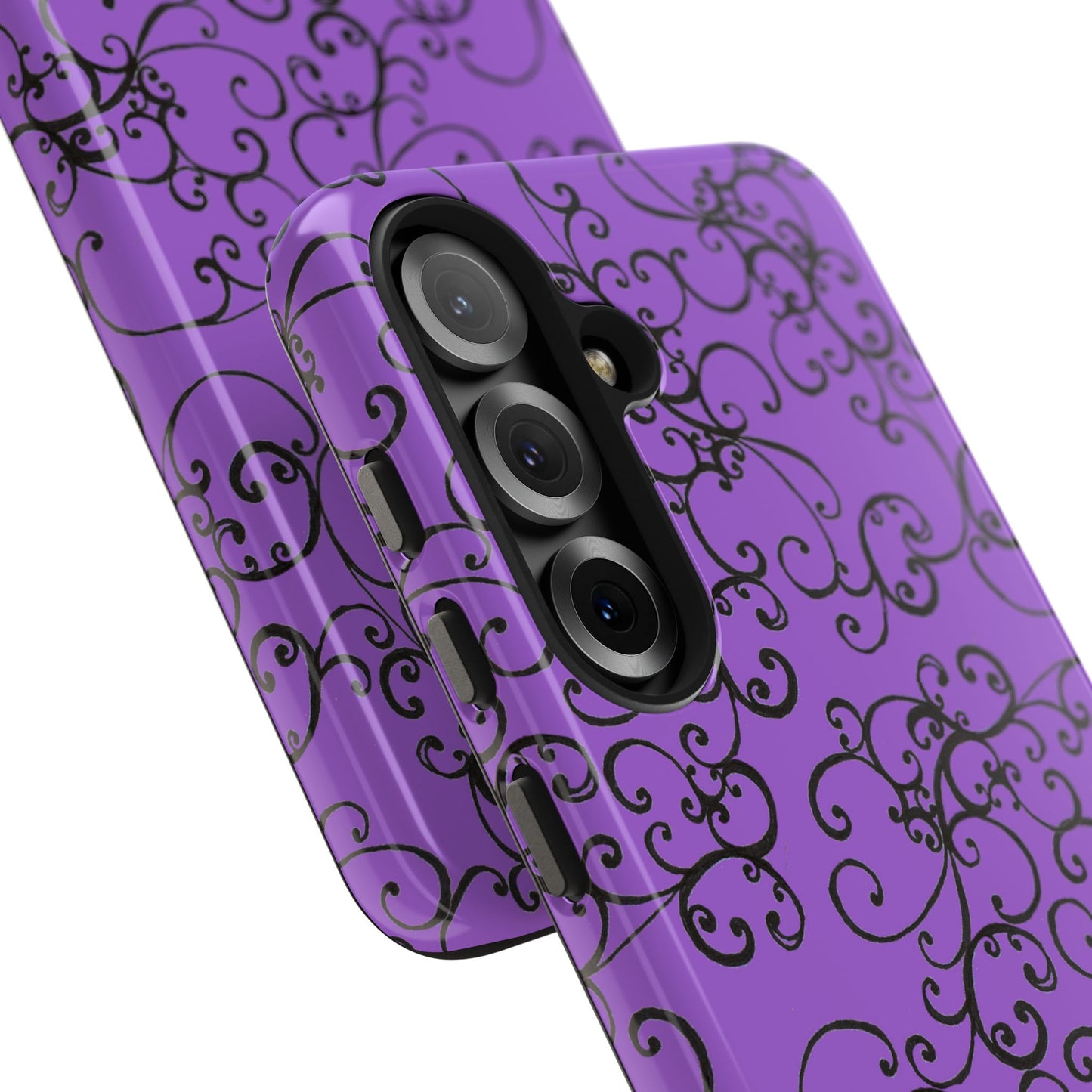 Elegant Scroll Purple / Black Phone Case