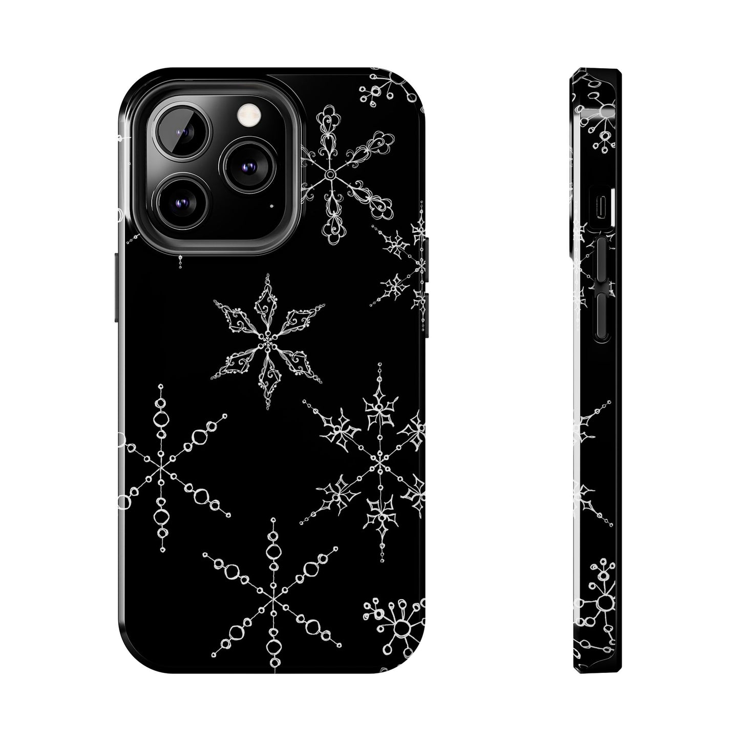 Snowflakes Black Phone Case