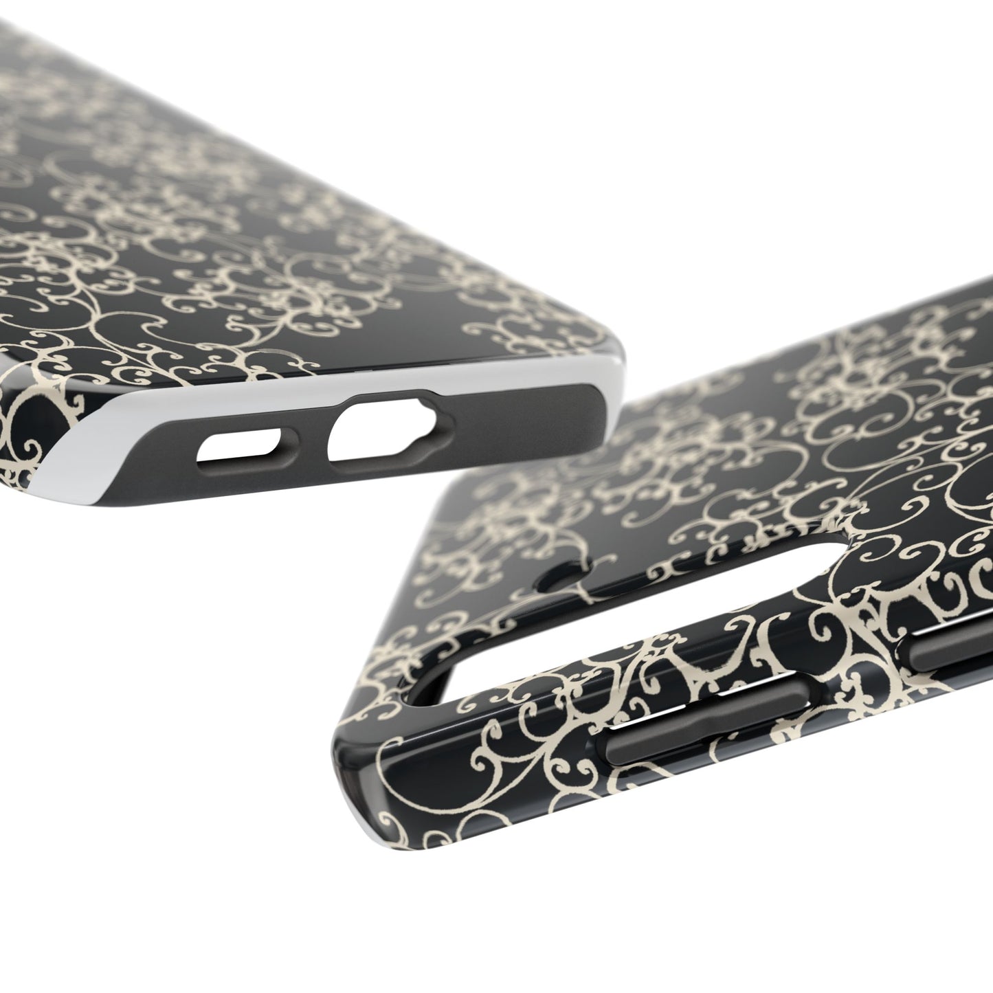 Elegant Scroll Black / Ivory Phone Case