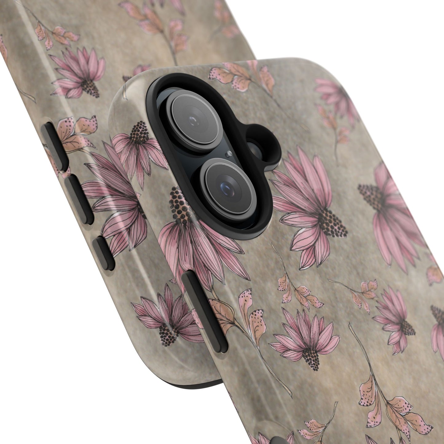Wild Cone Flowers Taupe Marble Phone Case