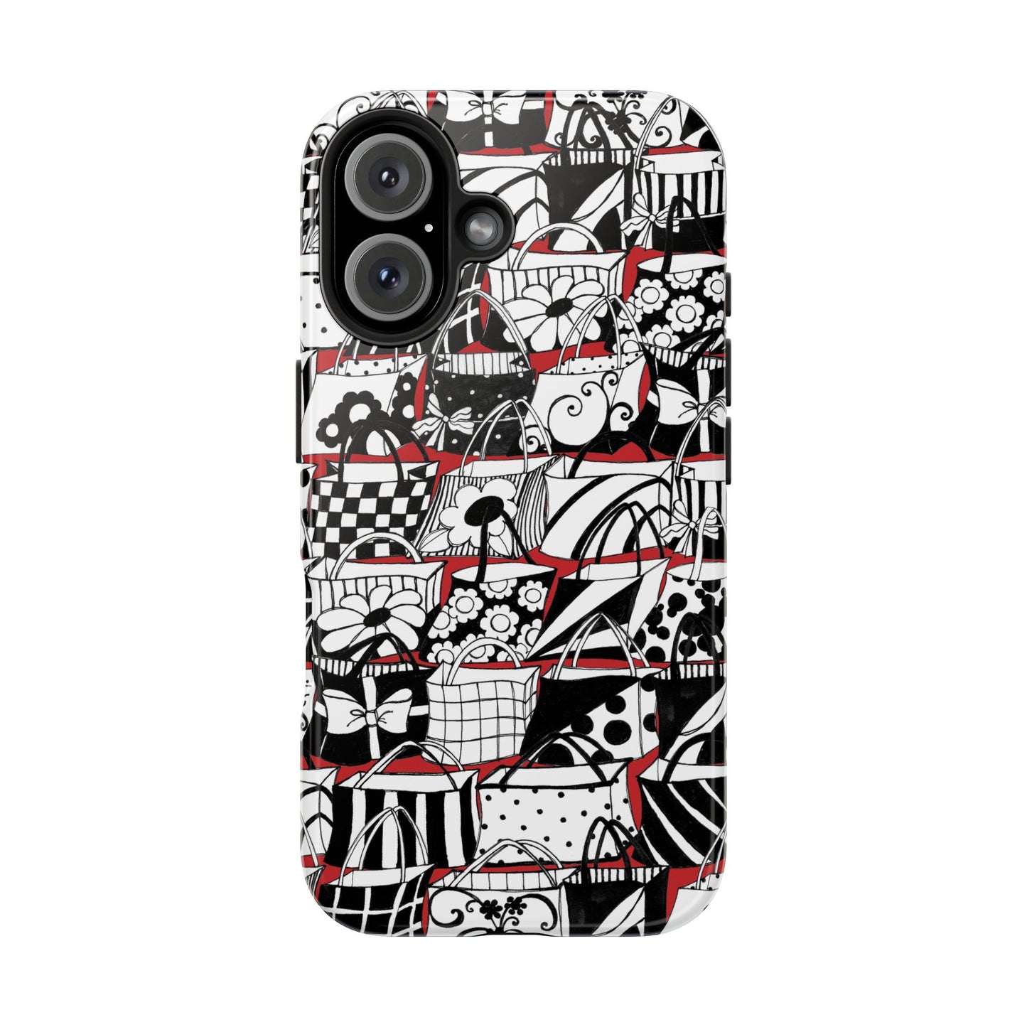 Totally Black, White & Red Phone Case