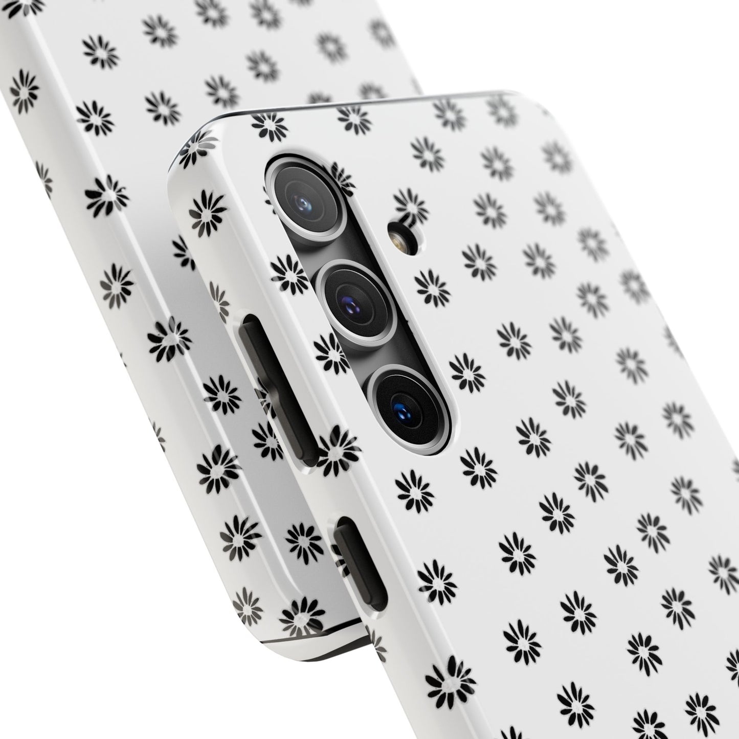 Daisy Dot White / Black Phone Case