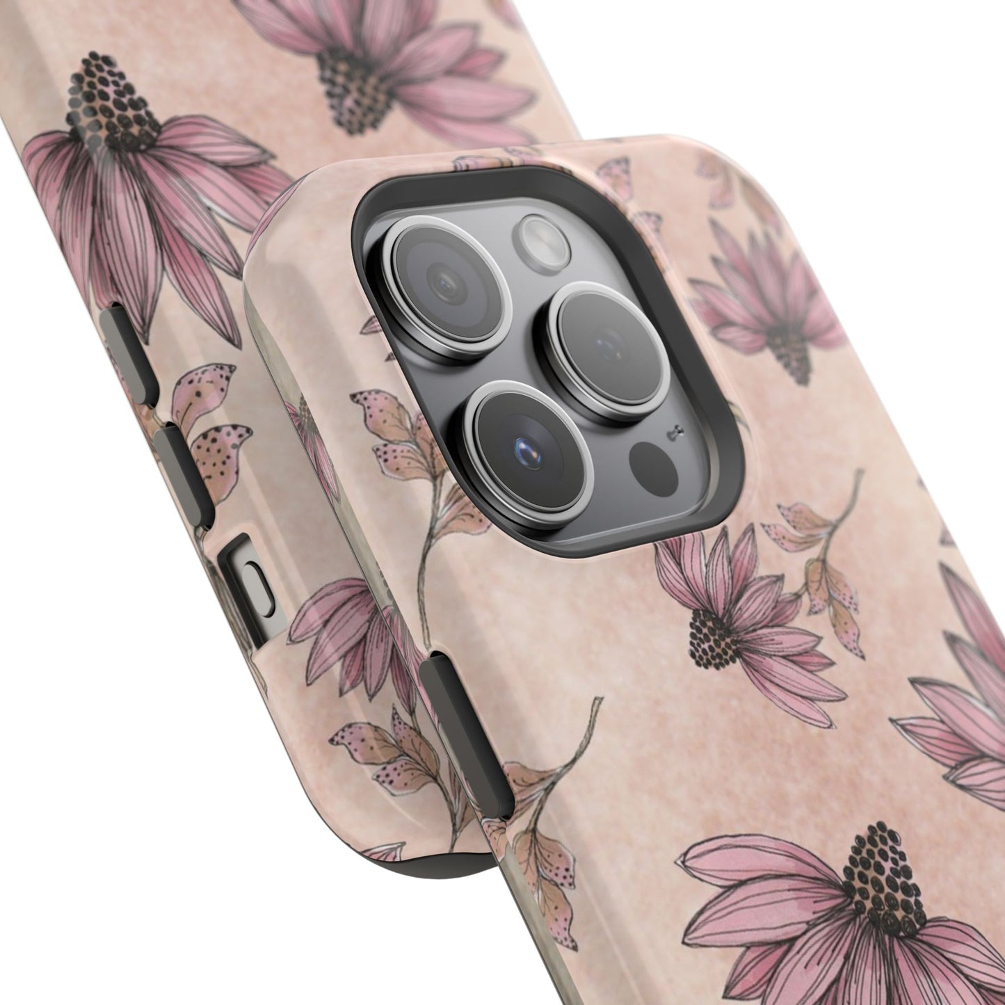 Wild Cone Flowers Pink Marble Phone Case