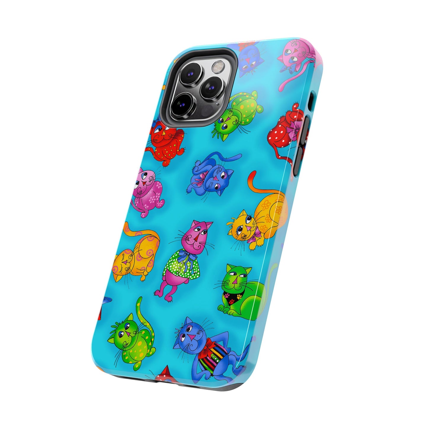 Tossed Cool Cats Turquoise Phone Case