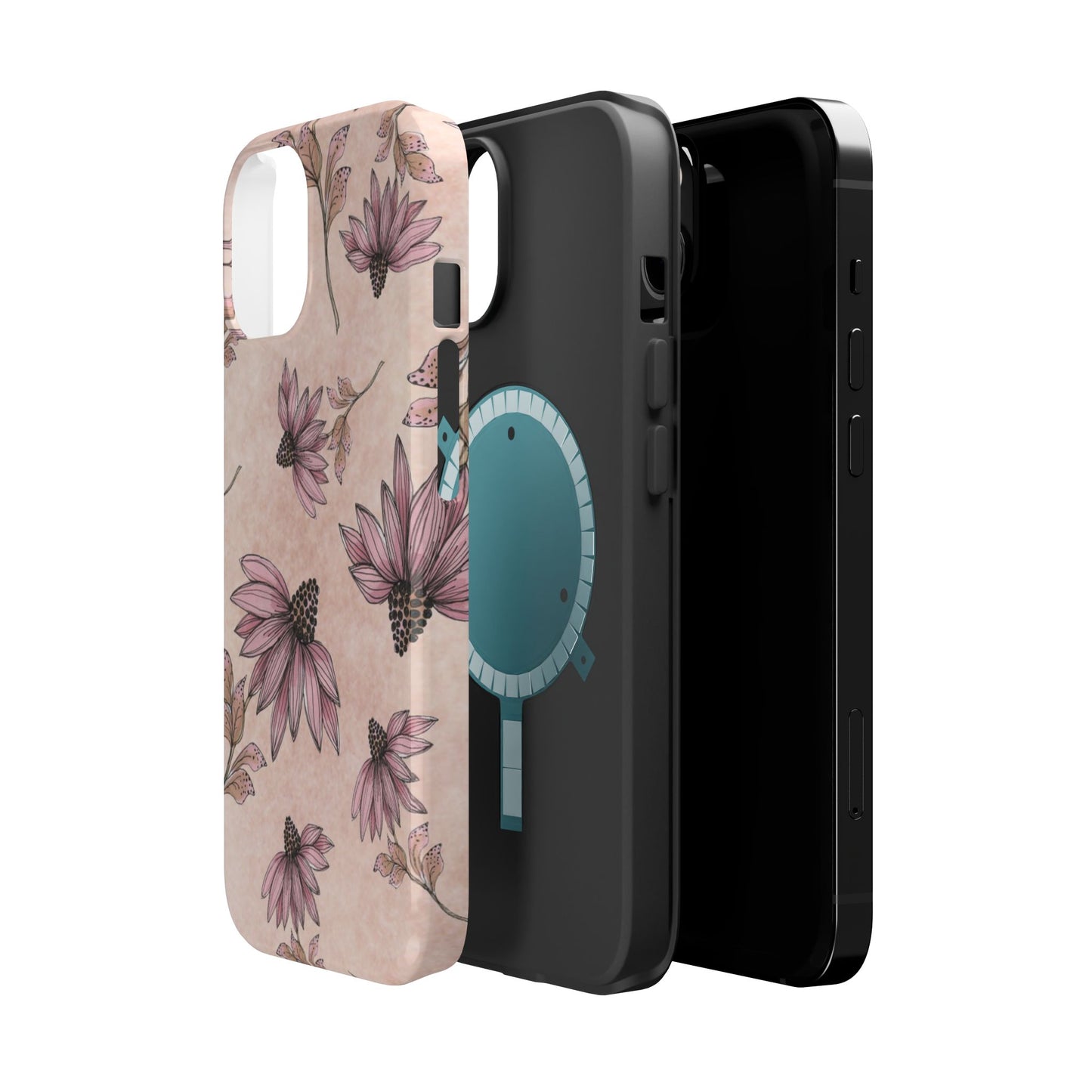 Wild Cone Flowers Pink Marble Phone Case