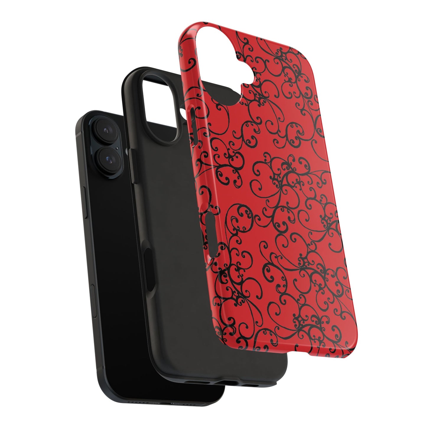 Elegant Scroll Red / Black Phone Case