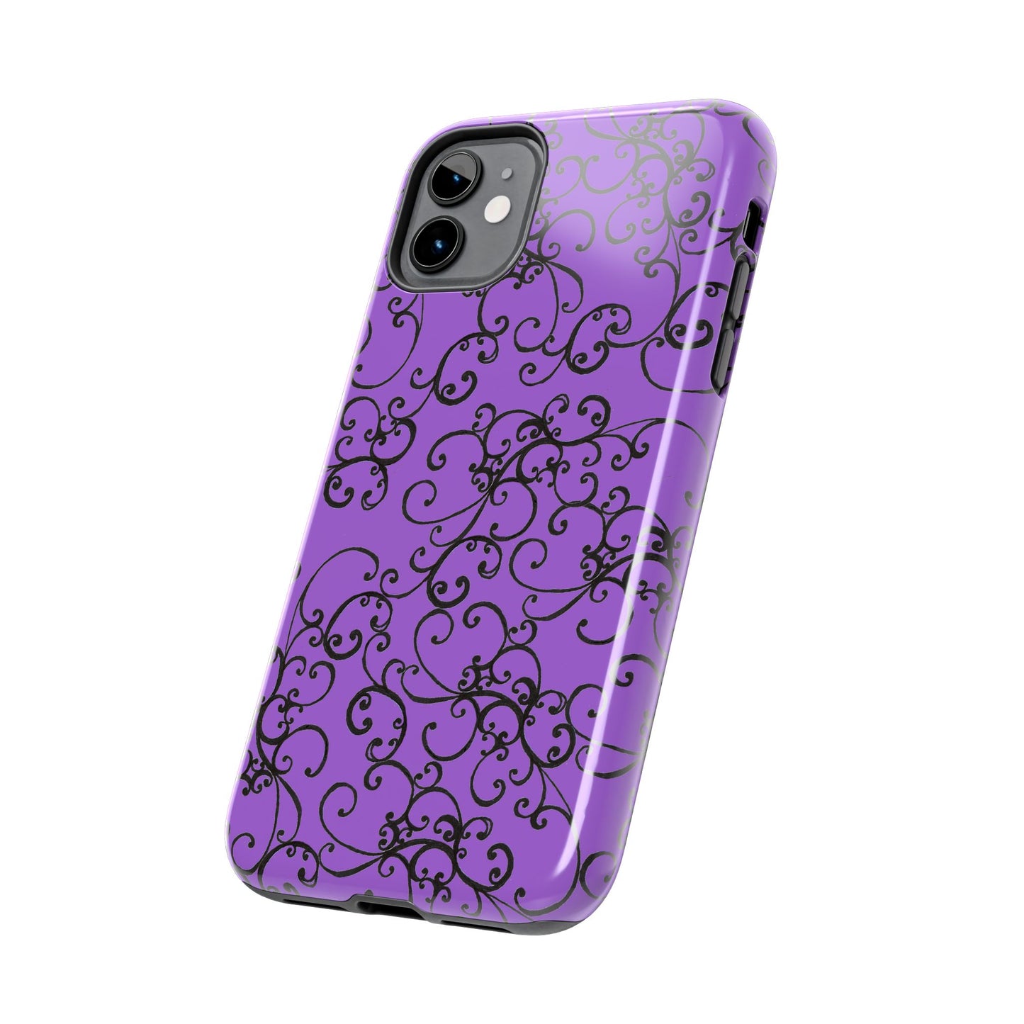 Elegant Scroll Purple / Black Phone Case