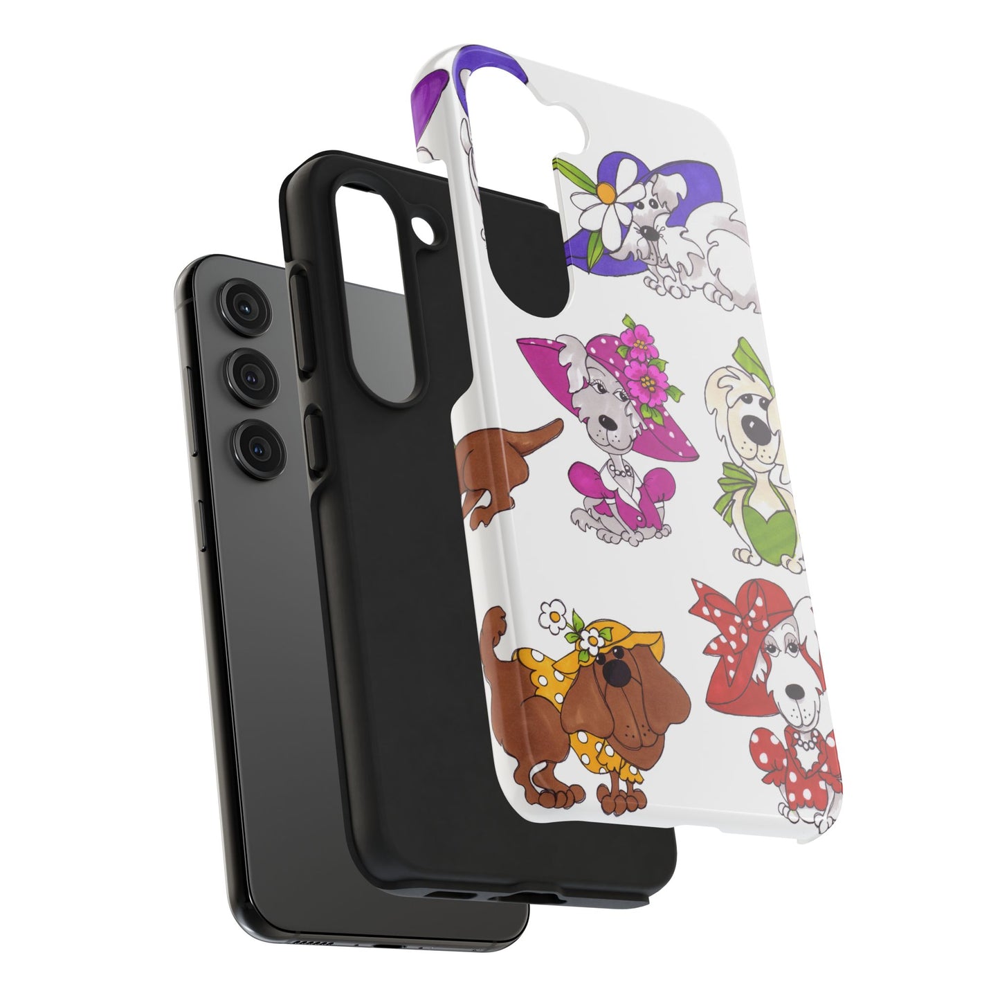 Fancy Dog Line Up White Phone Case