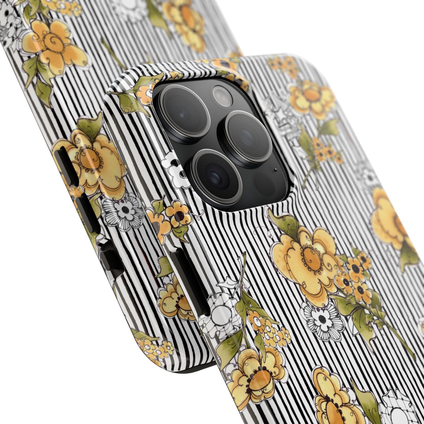 Bee Floral White / Black Phone Case