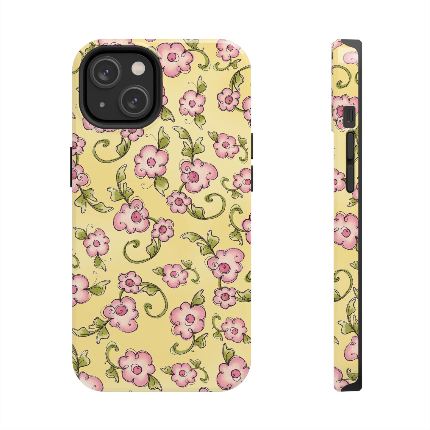 Scroll Daisies Yellow / Peach Phone Case