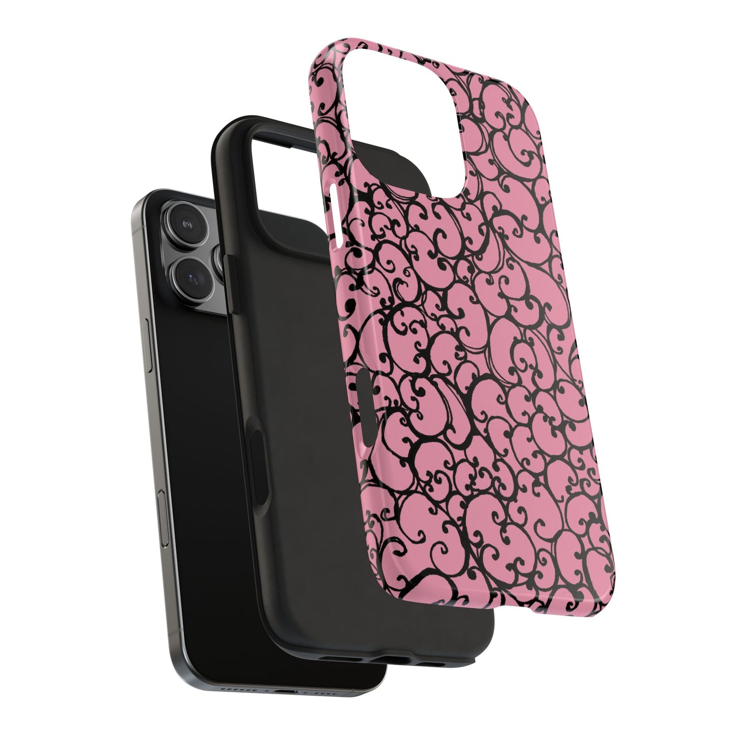 Scrollie Pink / Black Phone Case