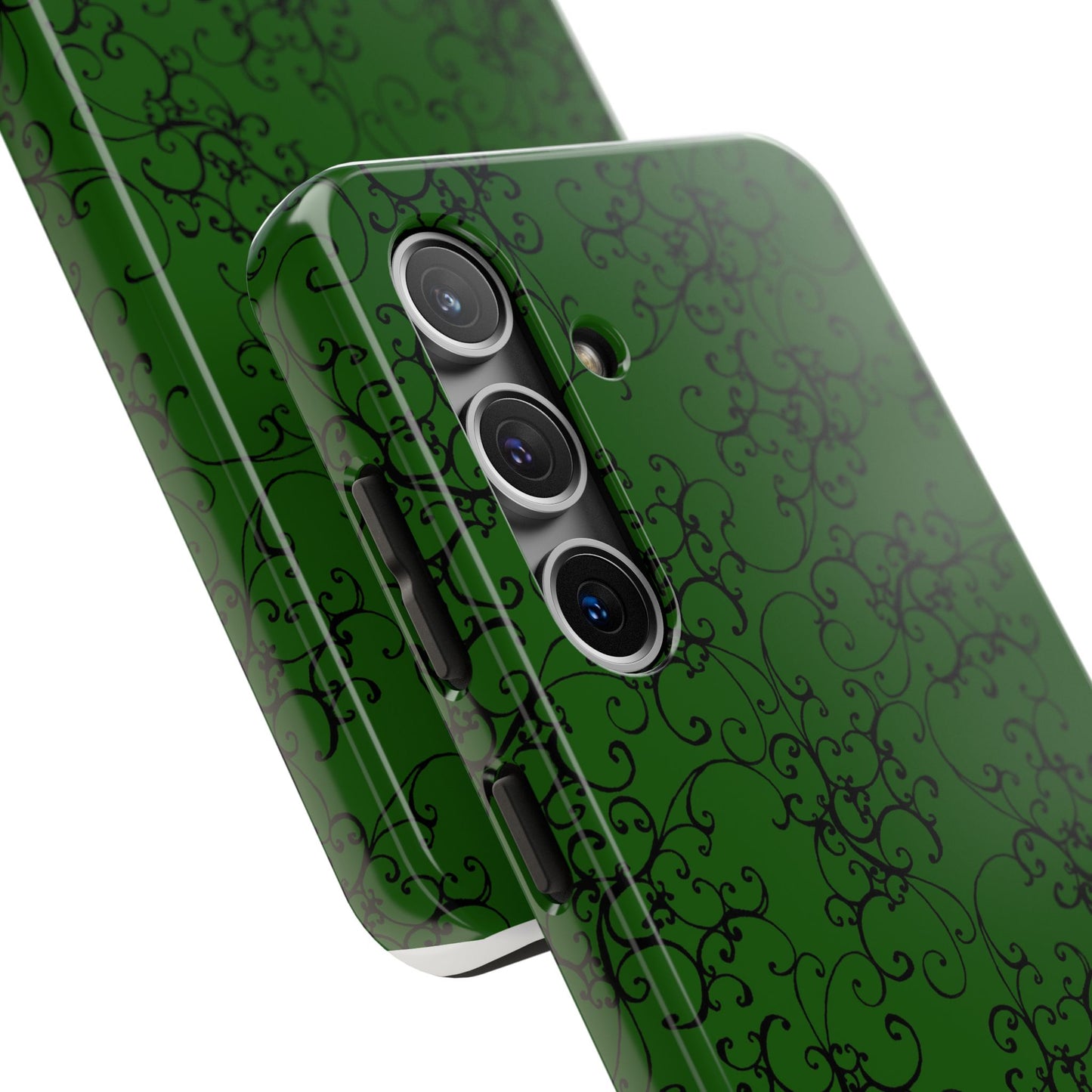 Elegant Scroll Dark Green / Black Phone Case