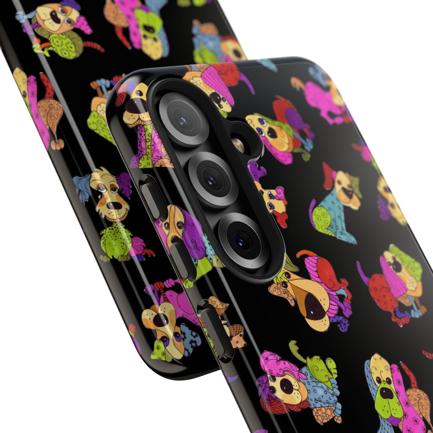 Tossed Happy Dogs Black Phone Case