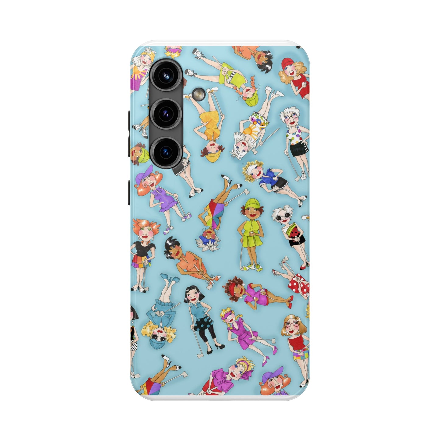 Tossed Golfer Girls Turquoise Phone Case
