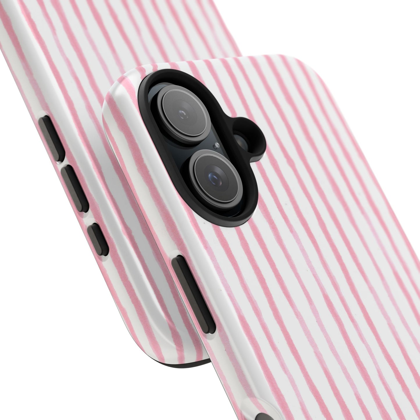 Happy Stripe White / Pink Phone Case