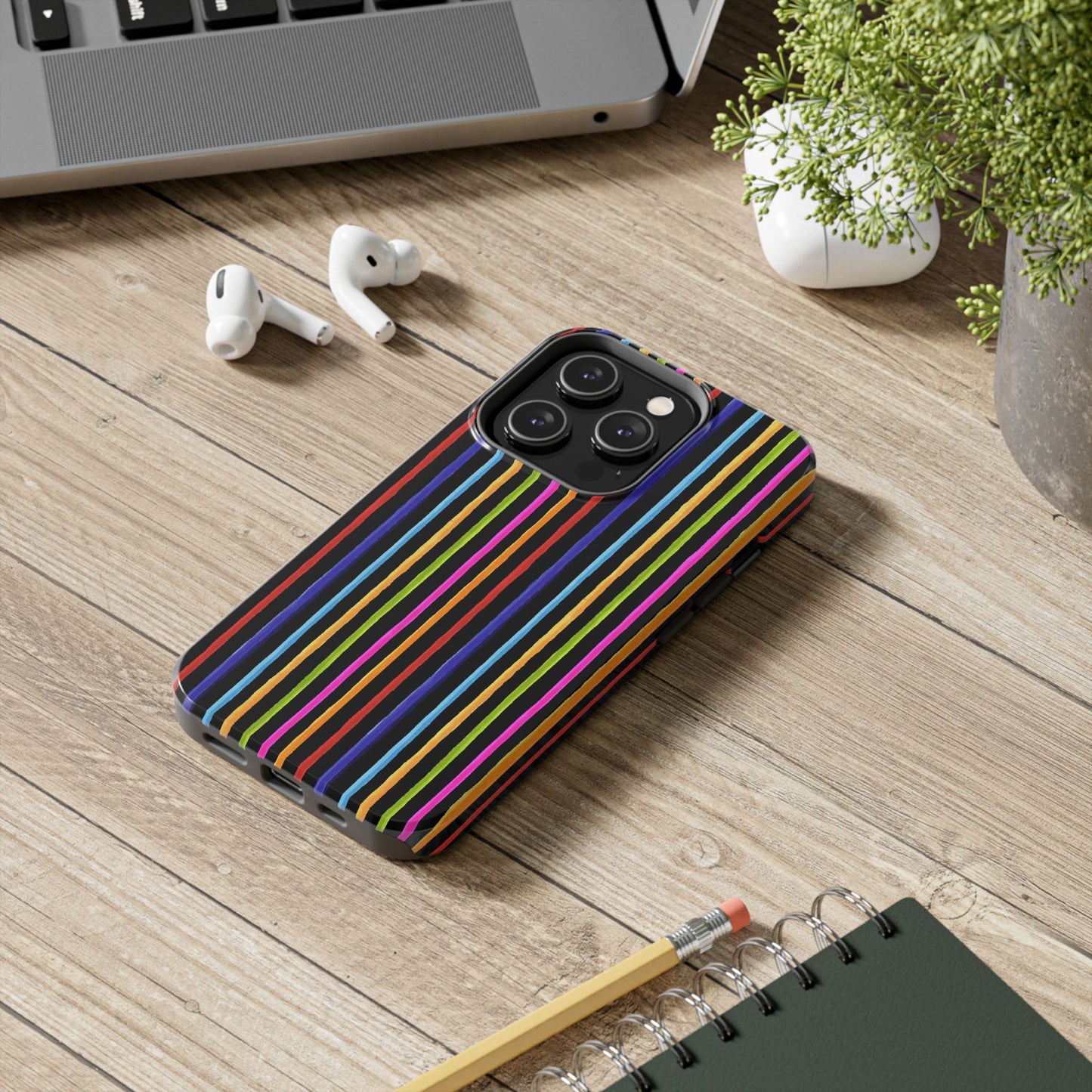 Happy Stripe Black Phone Case