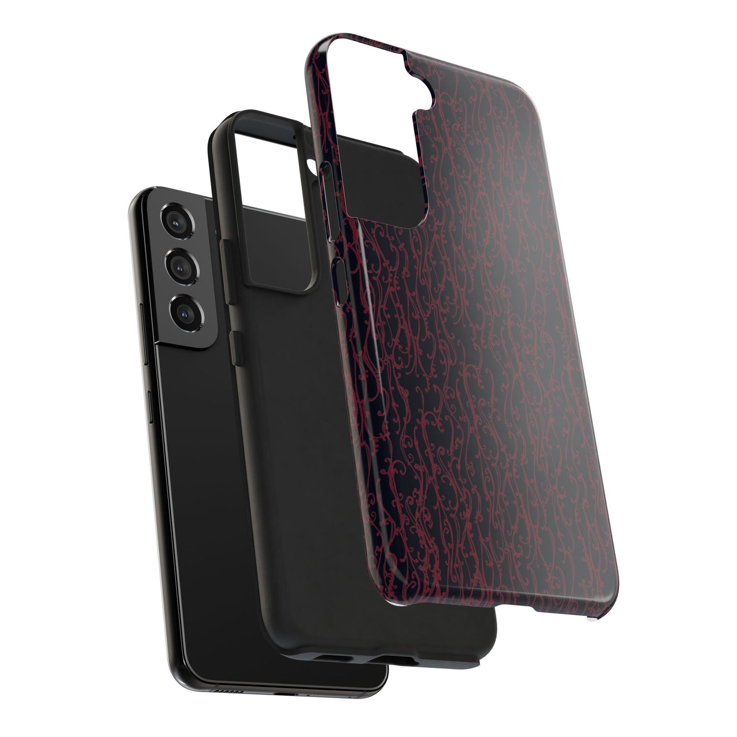 Swan Scroll Black / Red Phone Case